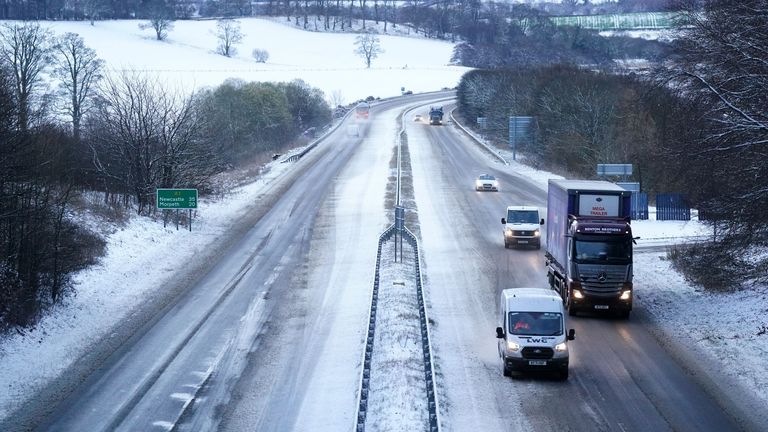 A snowy motorway