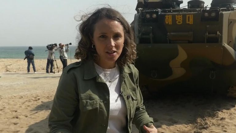 Helen-Ann Smith reports from a beach in South Korea where military drills are being conducted with the US