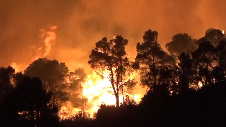Un gran incendio forestal continuaba en la región de Castellón, en el este de España, el sábado, un día después de que más de 1.500 personas fueran evacuadas de sus hogares.