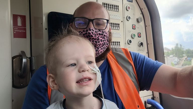 Teddy, during a specially organised trip in the front carriage of a tube train