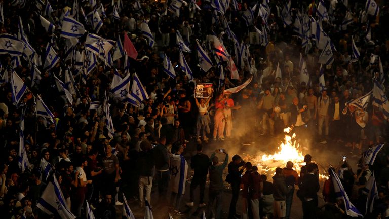 Protests on Monday in Tel Aviv