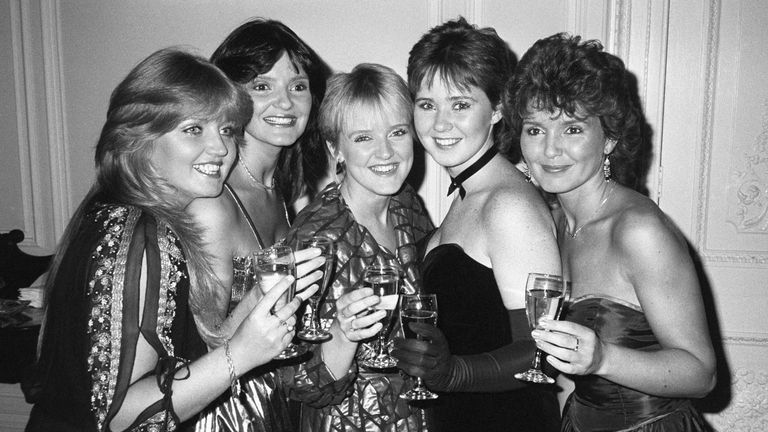 Picture of The Nolans in 1983 (l to r) Linda, Anne, Bernie, Coleen and Maureen Nolan. Pic: PA
