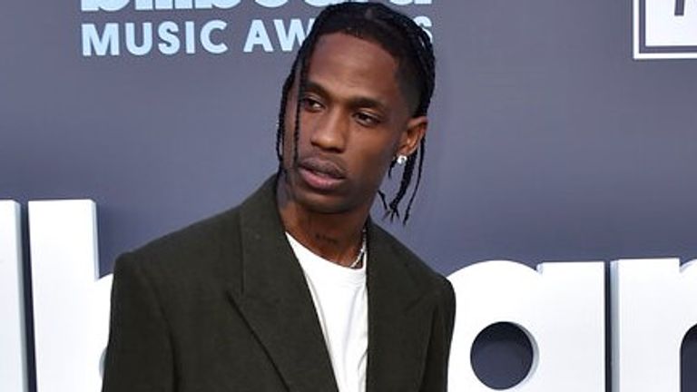 Travis Scott arrives at the Billboard Music Awards on Sunday, May 15, 2022, at the MGM Grand Garden Arena in Las Vegas. (Photo by Jordan Strauss/Invision/AP)


