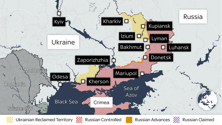 East of Ukraine map on day 388 of the war