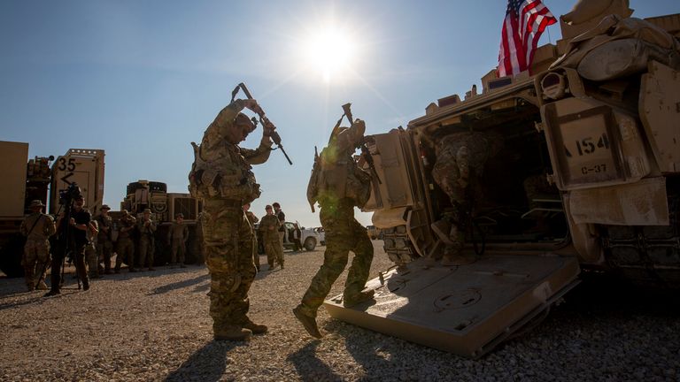 Soldiers at a US military base in northeastern Syria in 2019. File pic