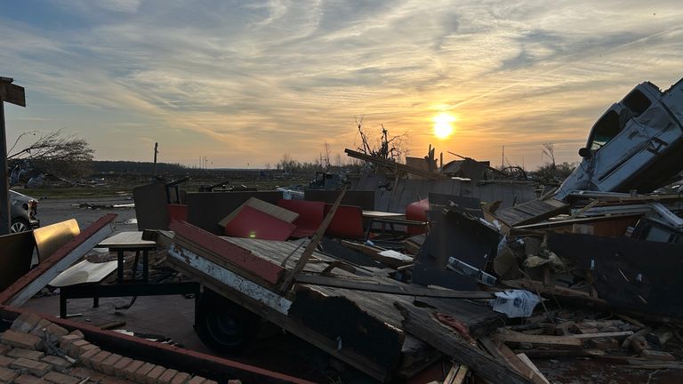 Initial stills of sunrise over (what is left of) Chuck&#39;s Dairy Bar & Chuck&#39;s Motel by Eleanor Deeley