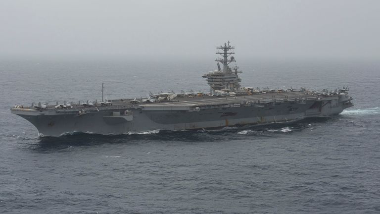 The aircraft carrier USS Nimitz pictured in 2020. Pic: AP                                                                           