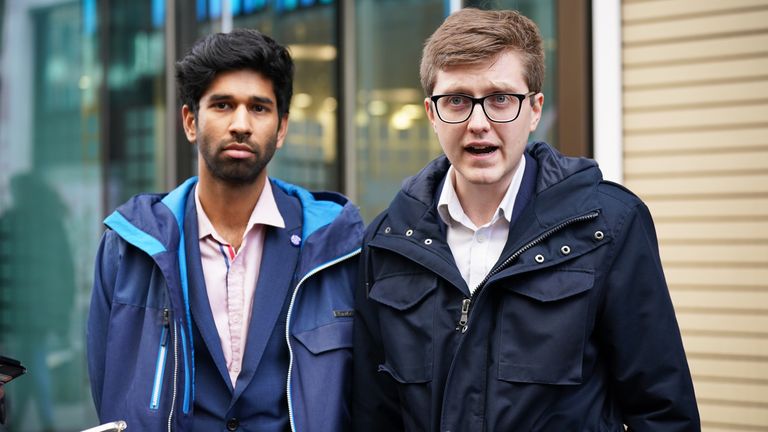Co-chairs of the BMA&#39;s junior doctors&#39; committee Vivek Trivedi (left) and Rob Laurenson speak to the media outside the Department Of Health And Social Care, London, following a meeting with Health Secretary Steve Barclay, after they had voted overwhelmingly in favour of taking industrial action. Picture date: Thursday March 2, 2023.
