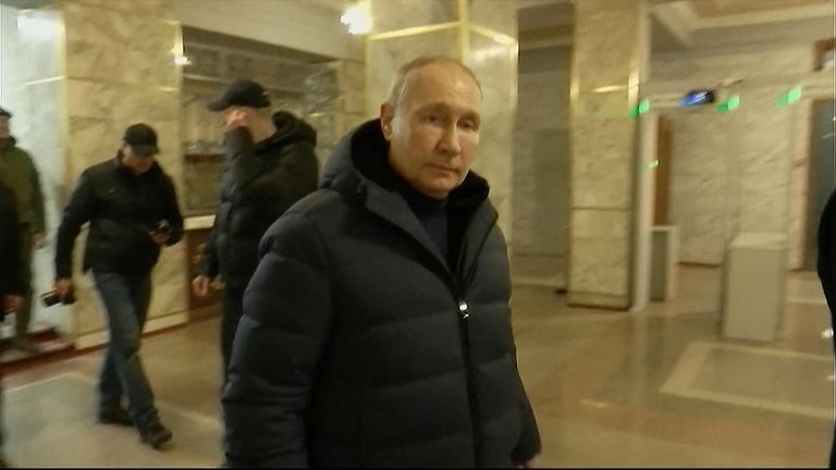 Vladimir Putin visits the occupied Ukrainian city of Mariupol, Russian state media report