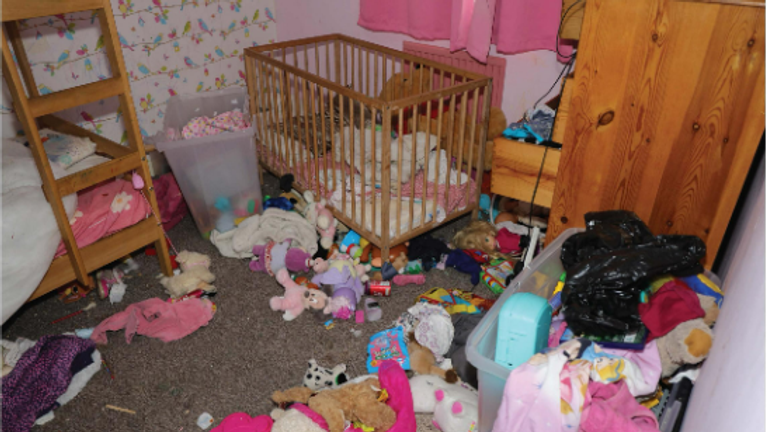 Lola James' bedroom.  Officers investigating her death found that the bath was spotlessly clean despite the rest of the house being generally dirty.