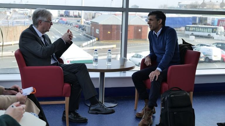 Mark Drakeford meeting Rishi Sunak in Anglesey as its bid for freeport status is one of two sites to be approved in Wales. Pic: Mark Drakeford/Twitter