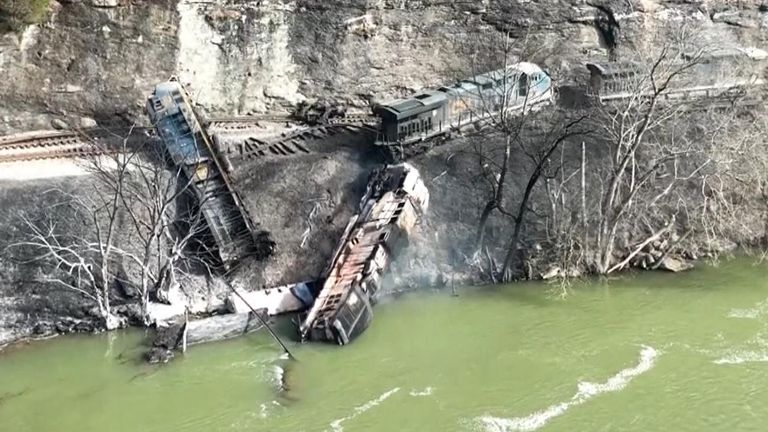 Train is derailed by a rockslide in West Virginia