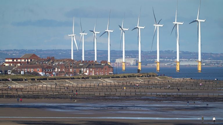 File photo dated 6/10/2020 of Teesside Wind Farm near the mouth of the River Tees off the North Yorkshire coast. 