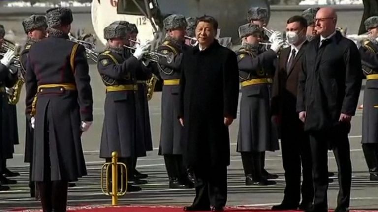 Chinese president lands in Moscow
