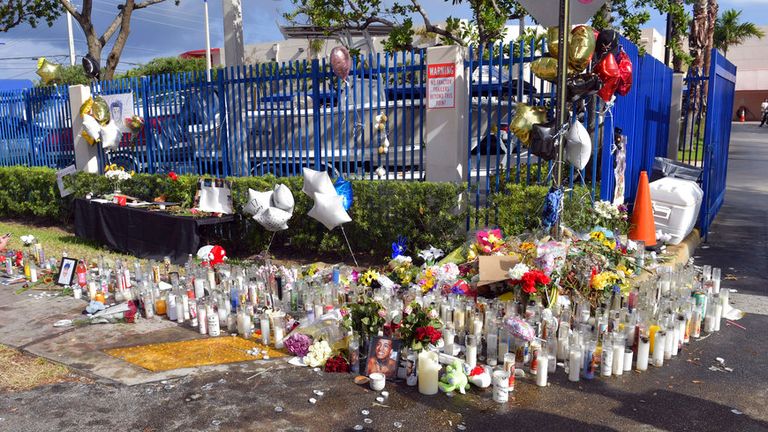 DEERFIELD BEACH, FL - JUNE 23:Hip-hop mourns rapper XXXTentacion after fatal shooting at roadside memorial. The Rapper Jahseh Dwayne Onfroy, who performed under the name Xxxtentacion was shot, June 18, 2018 on June 23, 2018 in Deerfield Beach, Florida. Credit: Hoo-Me.com / MediaPunch /IPX
