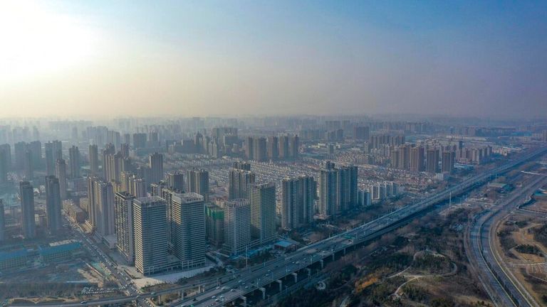 An aerial view of Zhengzou City in central China Pic: AP 