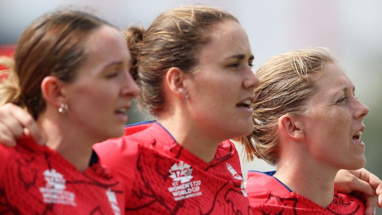 Nat Sciver-Brunt and team-mates at the 2023 T20 World Cup in South Africa
