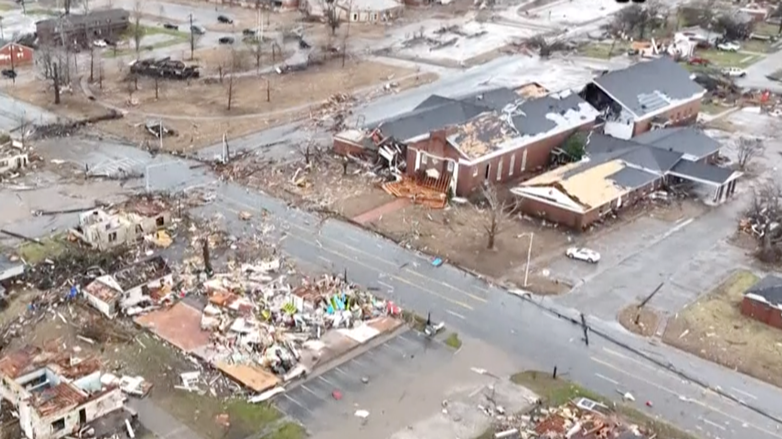 Drone footage shows destruction in Arkansas following deadly tornado ...