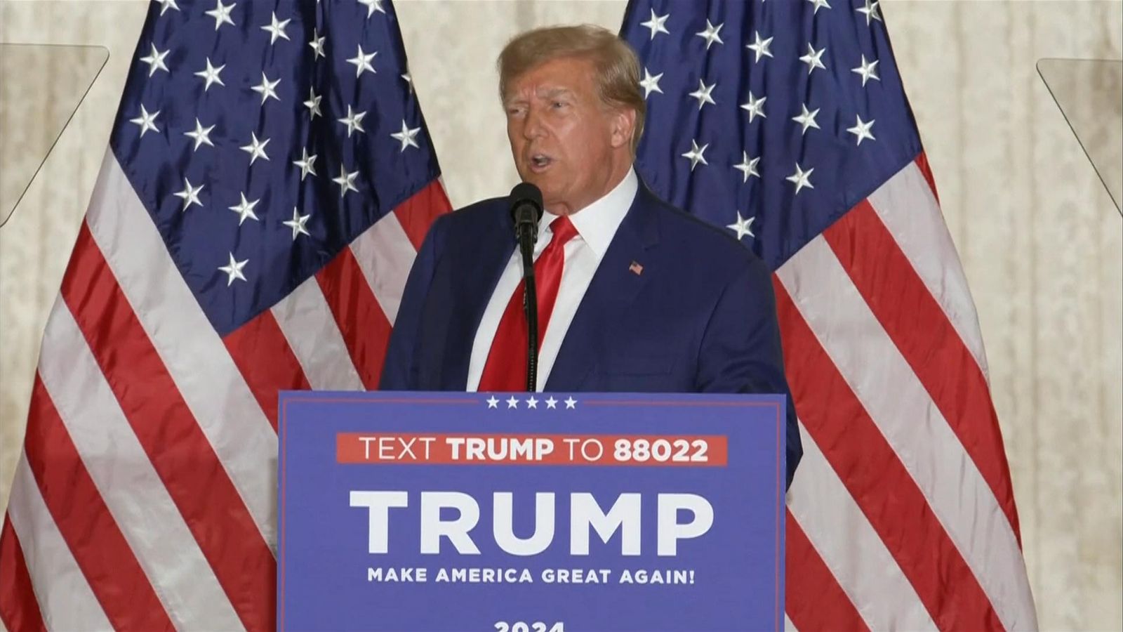 Donald Trump claims he's a victim of 'election interference' in first speech since being charged in New York