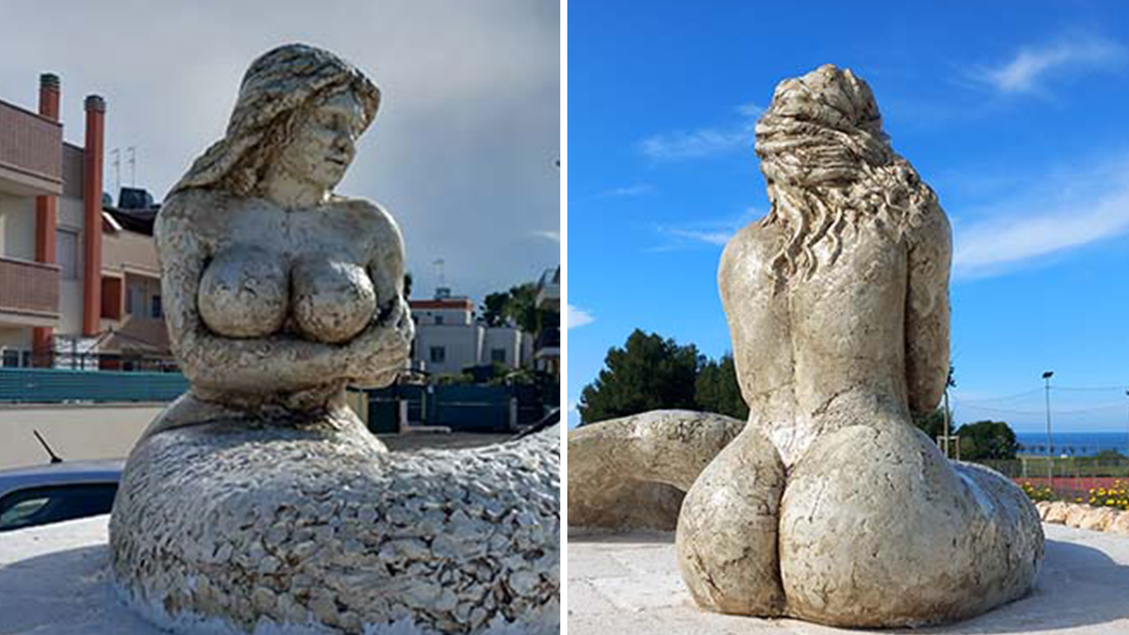 Provocative mermaid statue makes waves in southern Italian town