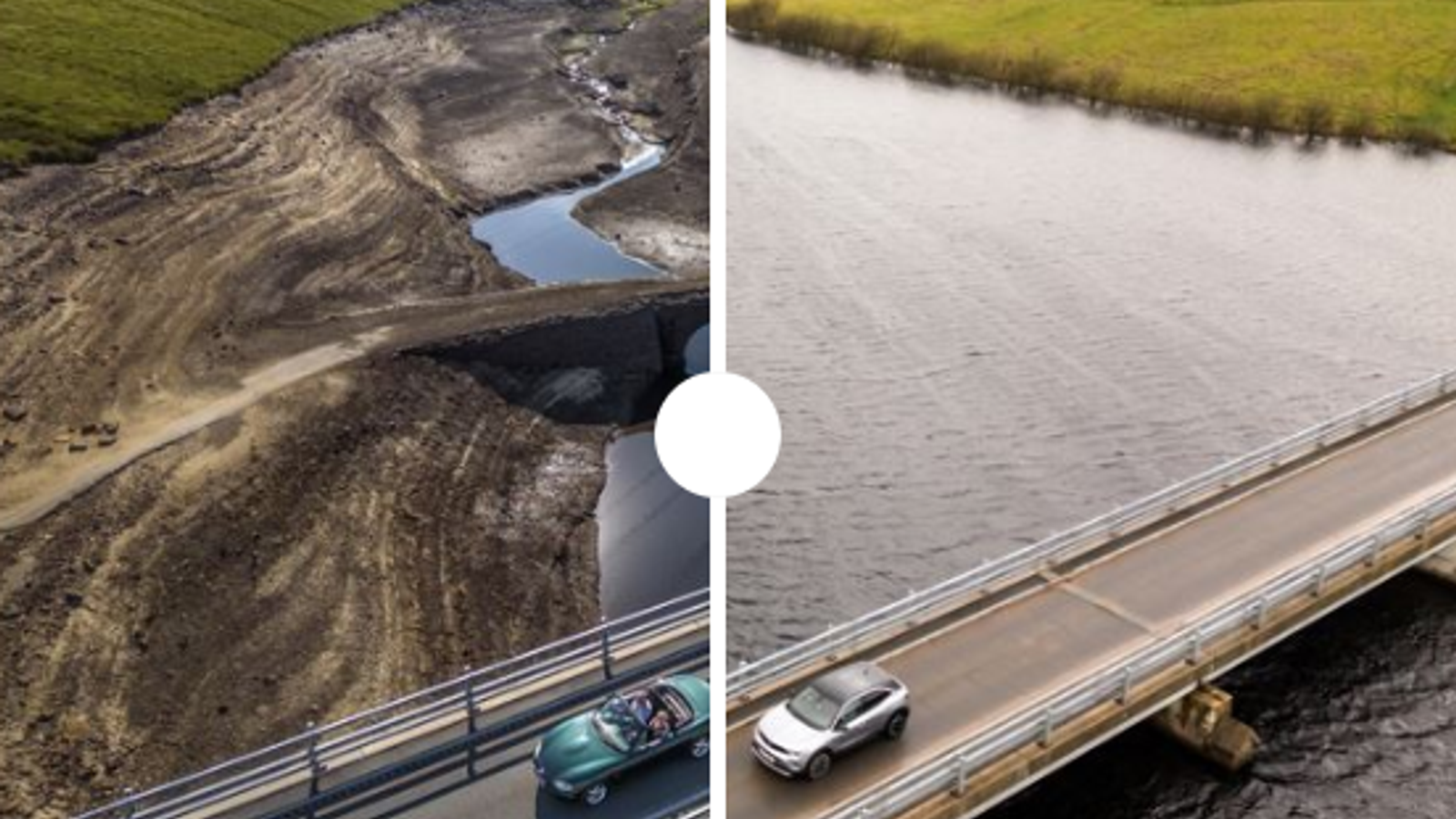 Before-and-after images show reservoirs in England boosted by wettest March in 40 years