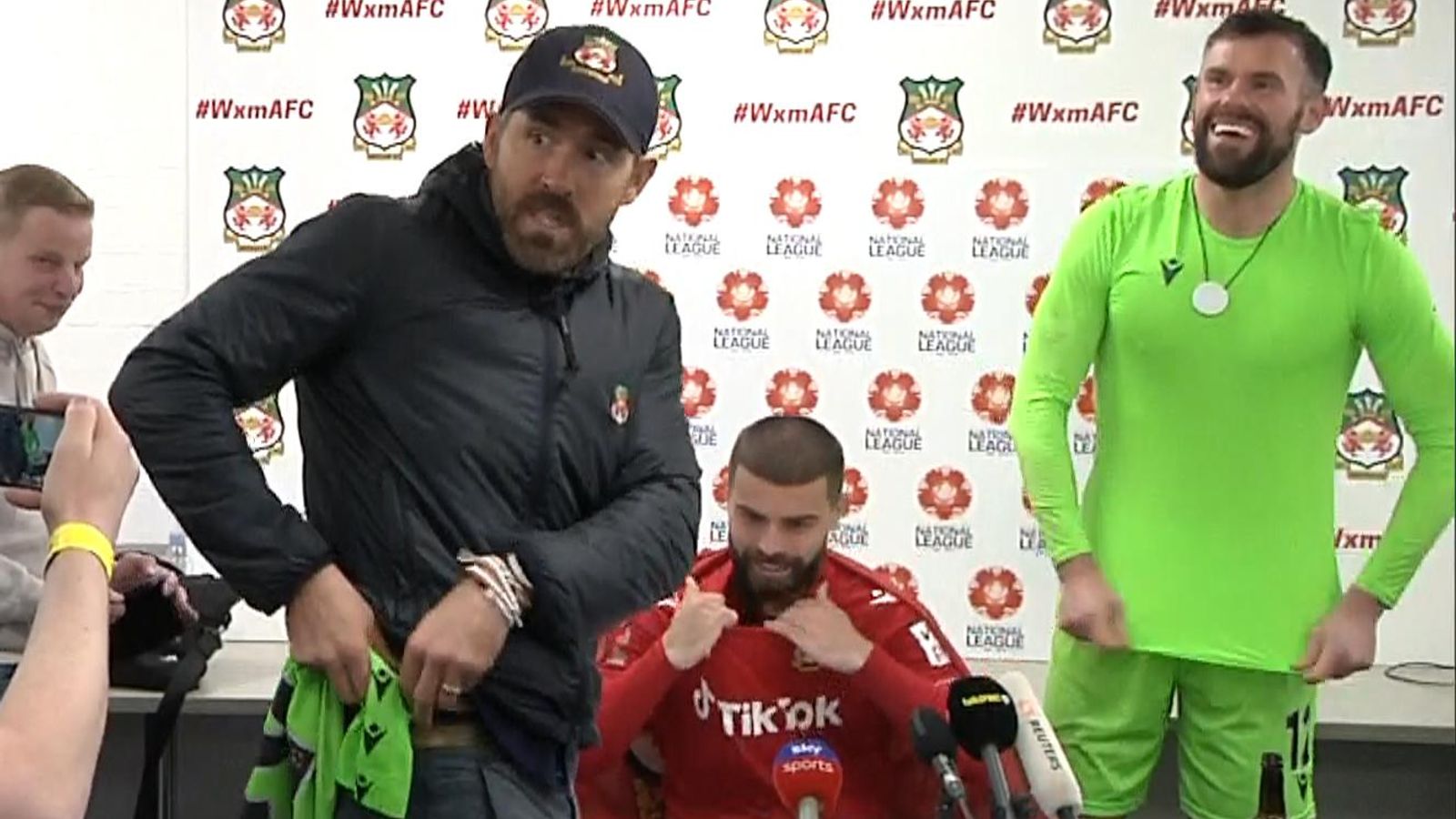 Ryan Reynolds interrupts news conference demanding Ben Foster's jersey  following Wrexham win | UK News | Sky News