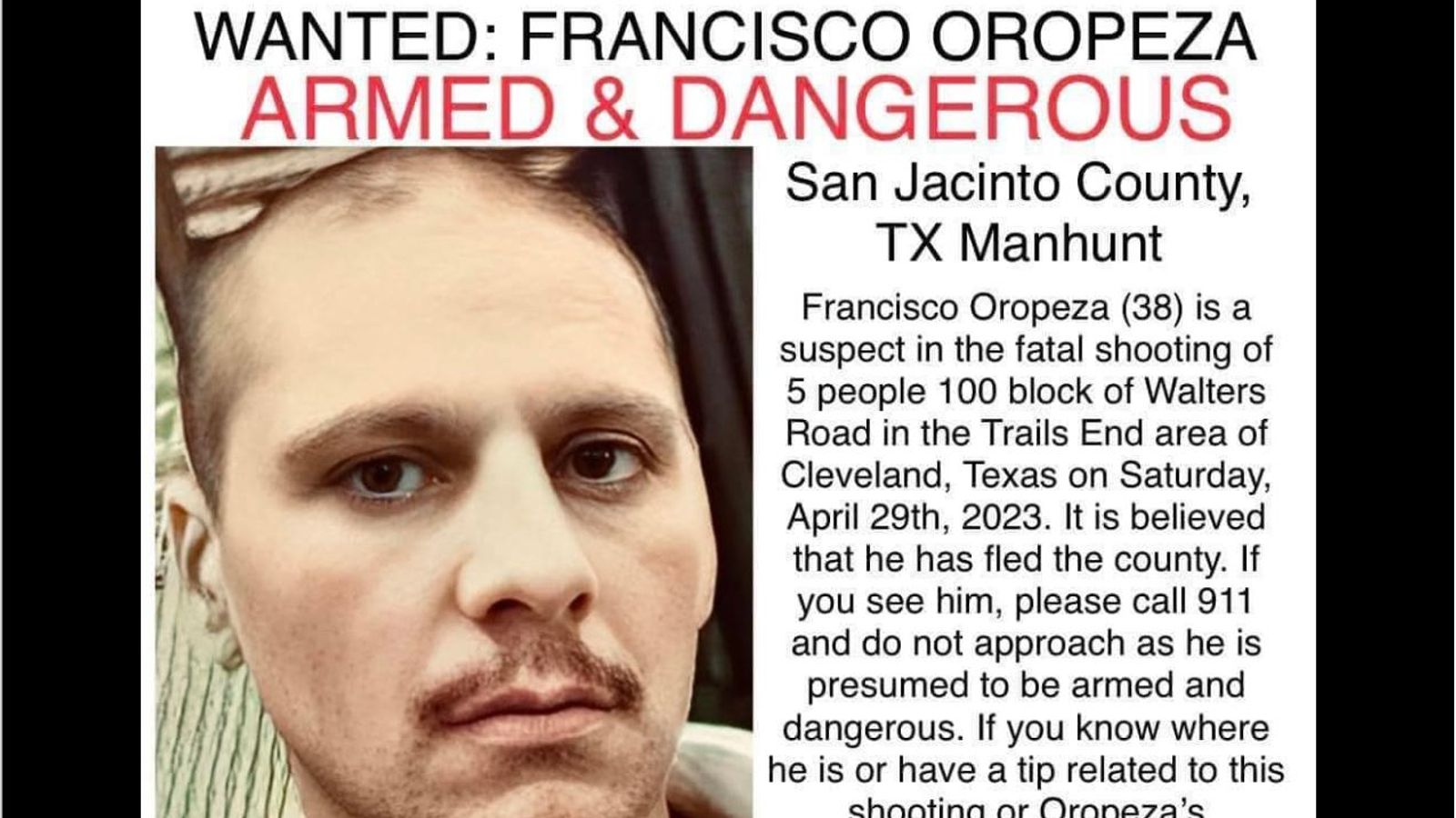 Manhunt for gunman who shot dead five neighbours in Texas enters its ...