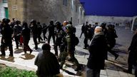 Israeli police forces work at Al-Aqsa compound, also known to Jews as the Temple Mount, while tension arises