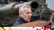NATO Secretary-General Jens Stoltenberg visits an exhibition displaying destroyed Russian military vehicles, amid Russia&#39;s attack on Ukraine, in central Kyiv, Ukraine April 20, 2023. REUTERS/Gleb Garanich
