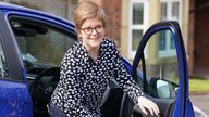 Former Scottish first minister Nicola Sturgeon arrives home in Uddingston, Glasgow after a driving lesson. Her husband, former chief executive of the SNP Peter Murrell was arrested earlier this month by police investigating the SNPs finances, and questioned for more than 11 hours before being released pending further investigation. Picture date: Monday April 24, 2023.
