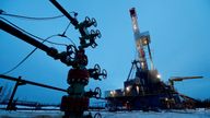 A well head and drilling rig in the Yarakta oilfield, owned by Irkutsk Oil Company (INK), in the Irkutsk region, Russia, March 11, 2019