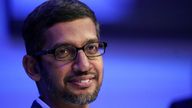 FILE PHOTO: Sundar Pichai, chief executive officer of Alphabet, looks on during a session of the 50th World Economic Forum (WEF) annual meeting in Davos, Switzerland, January 22, 2020. REUTERS/Denis Balibouse/File Photo