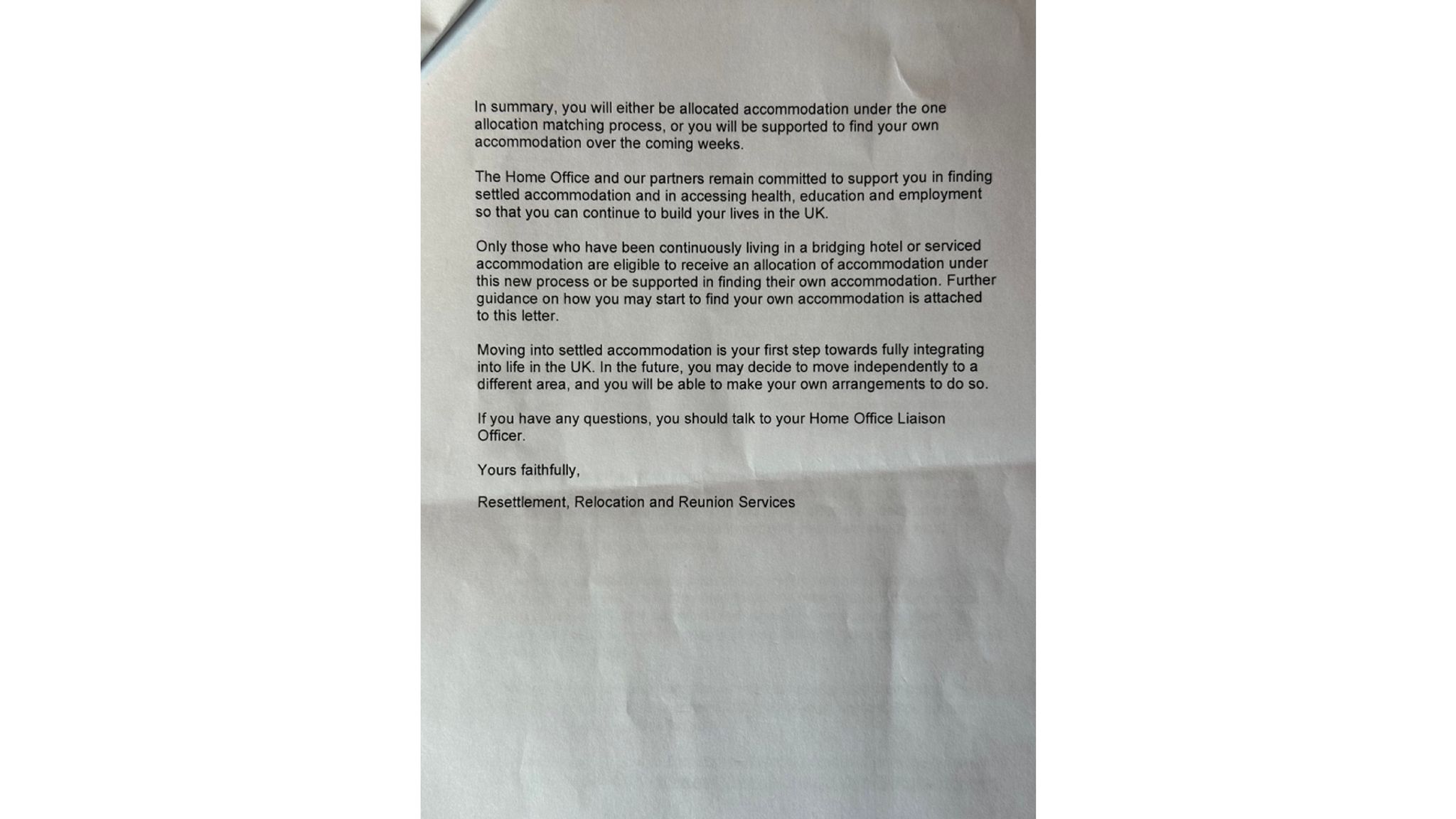 Afghan refugees told by Home Office they will have to find their own