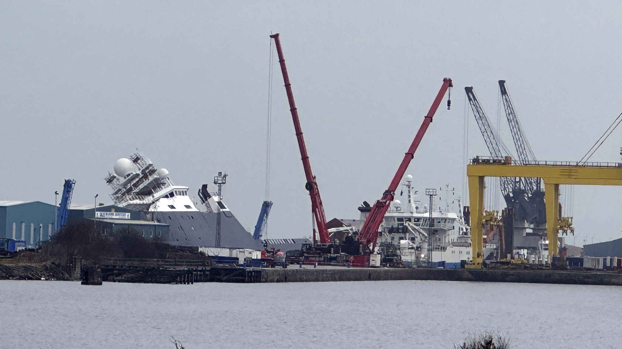 Cranes on site as investigations continue at Edinburgh dry dock where ...