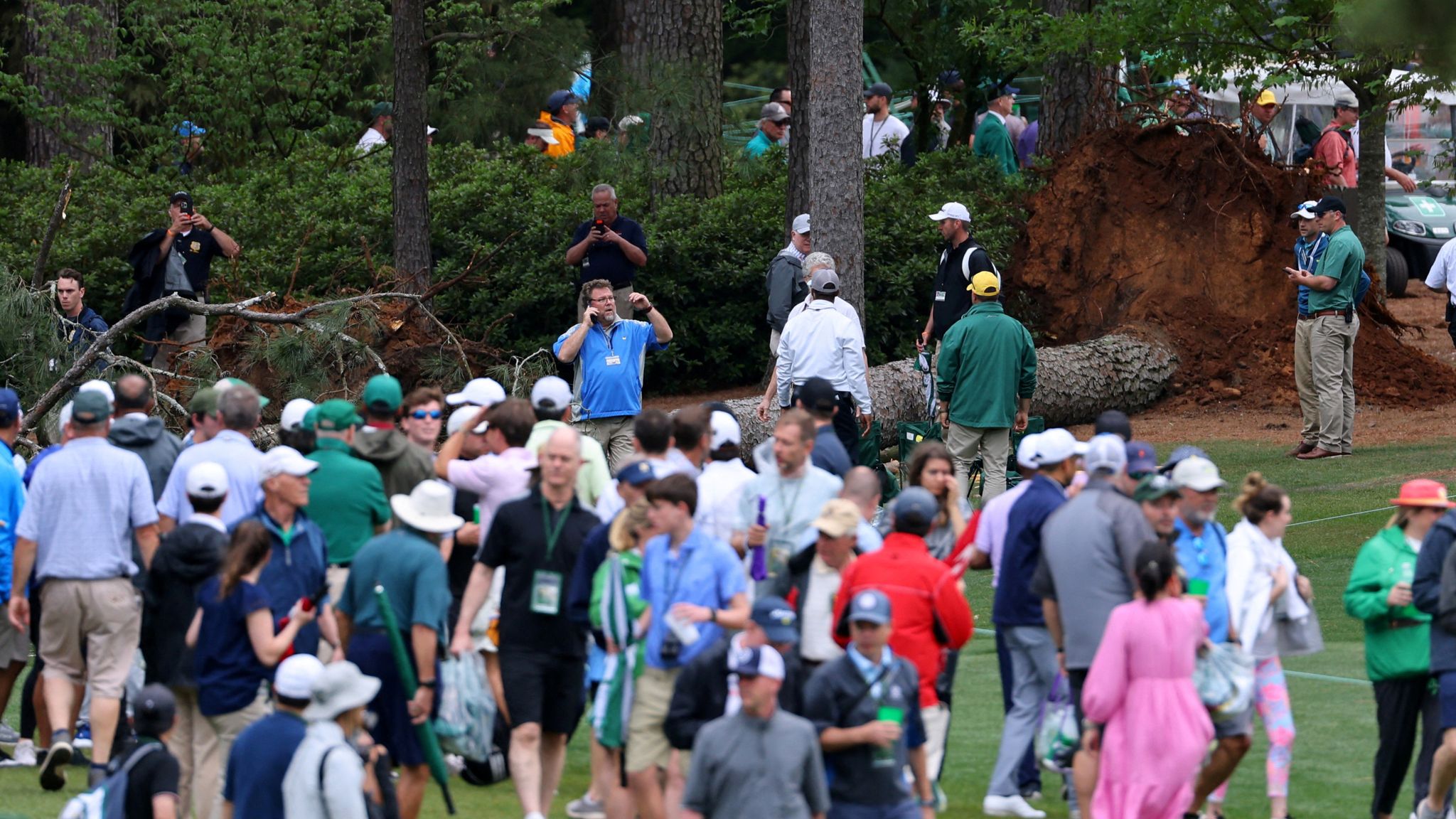 Masters spectators describe lucky escape after three trees blown over