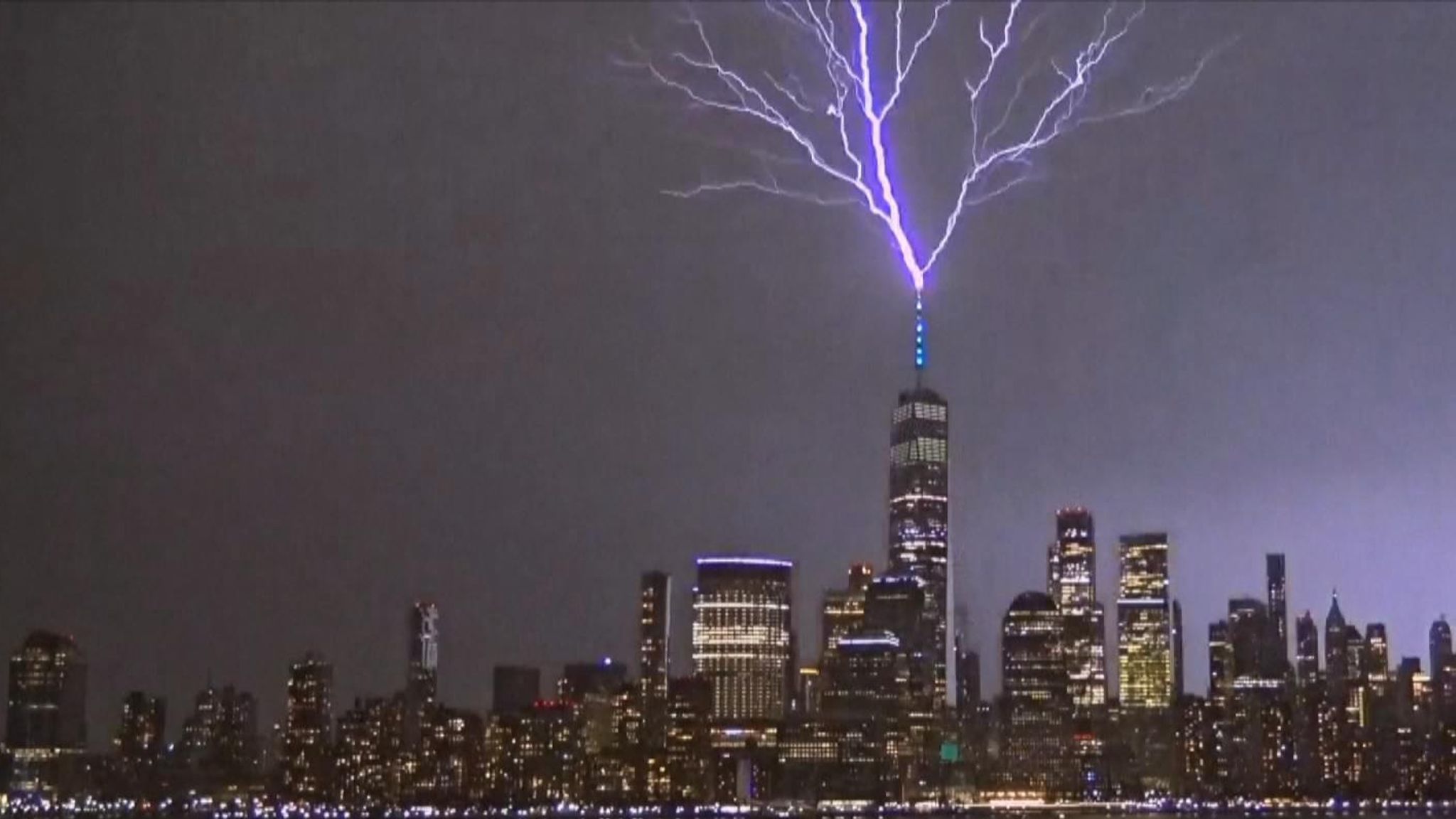 Thunderstorm And Lightning Strikes Blue Lightning Background Video