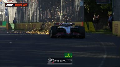 Magnussen's bouncing tyre brings out second red flag!