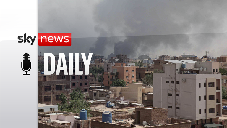 Smoke is seen rising from Khartoum. Pic: AP