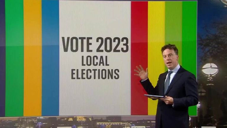 The data, shared exclusively with Sky News,  is  their only local election prediction for key councils before they take place. 