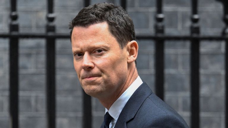 British Conservative member of parliament Alex Chalk walks outside Downing Street, in London, Britain, April 21, 2023. REUTERS/Toby Melville
