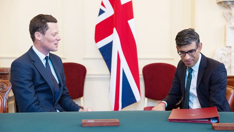 21/04/2023. London, United Kingdom. The Prime Minister Rishi Sunak appoints Alex Chalk to the cabinet. 10 Downing Street. Picture by Simon Walker / No 10 Downing Street