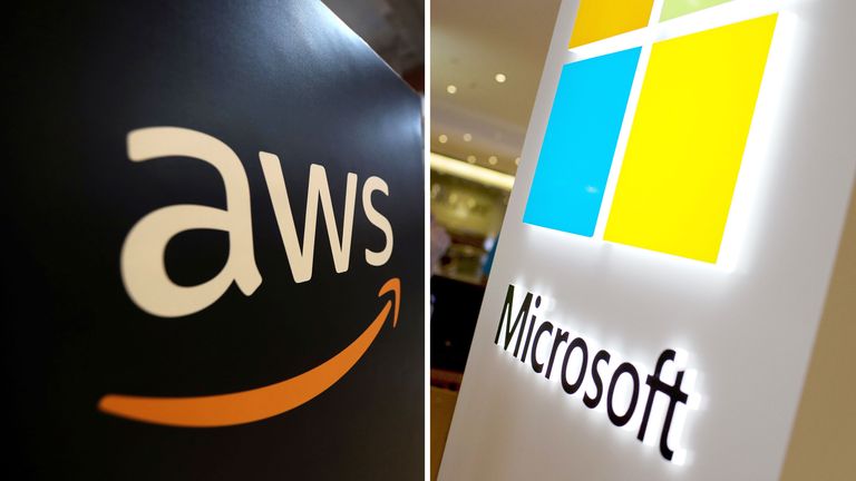 Amazon and Microsoft  logos