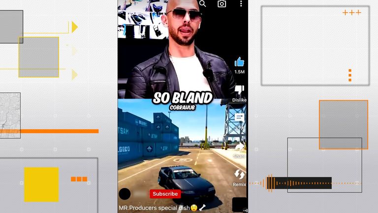 Some of the videos were &#39;splitscreen&#39; and showed clips of Andrew Tate alongside engaging footage of a video game being played