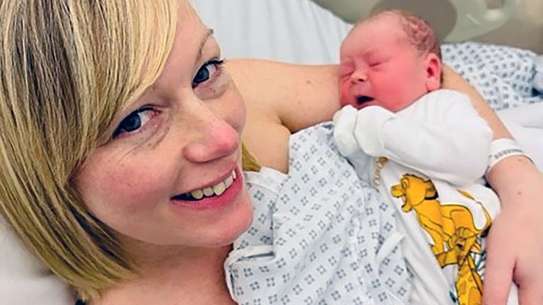 Stacey Broadmeadow and her baby, Harry, who was born after life saving cancer treatment required her to remove her ovaries.