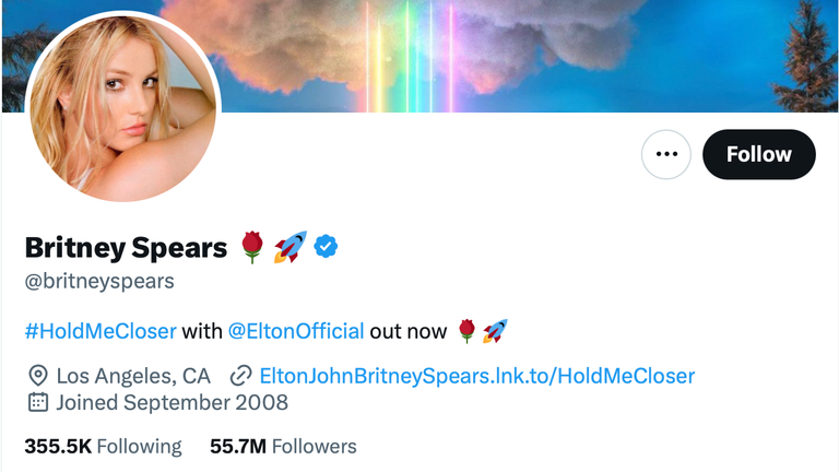 Britney Spears&#39;s Twitter profile