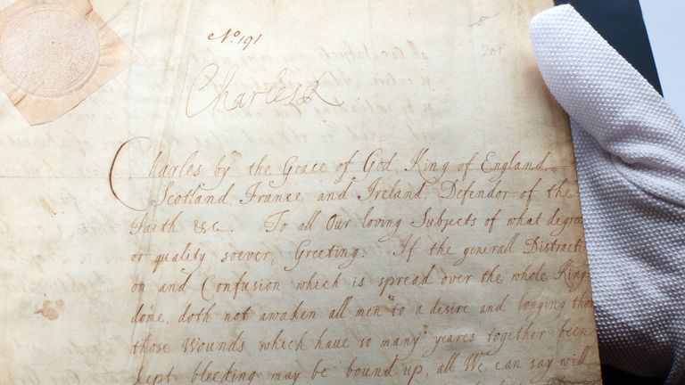 The document is signed by King Charles II himself. Pic: Sotheby&#39;s