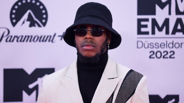 Che Lingo poses on the red carpet for the 2022 MTV Europe Music Awards (EMAs) at the PSD Bank Dome in Duesseldorf, Germany, November 13, 2022. REUTERS/Thilo Schmuelgen
