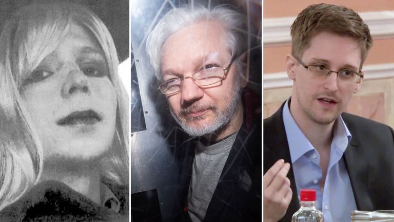 Chelsea Manning, Julian Assange and Edward Snowden