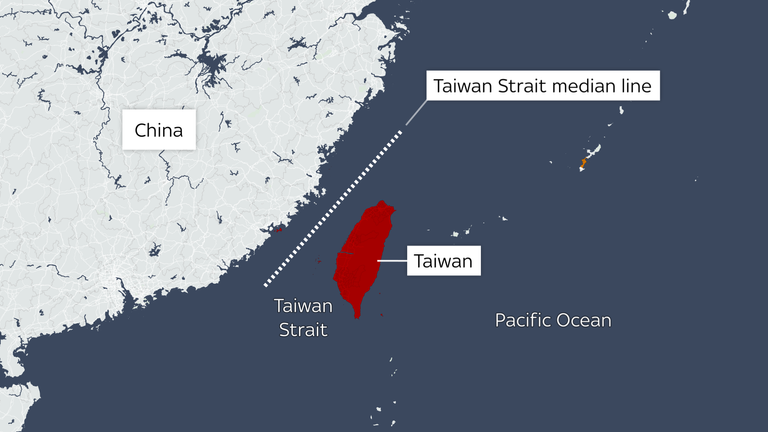 Dozens of Chinese fighter jets cross sensitive Taiwan median line as Beijing begins military drills | World News | Sky News