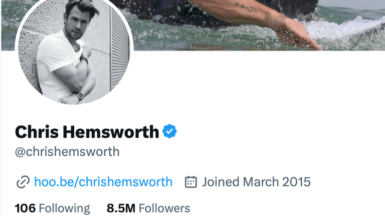 Chris Hemsworth&#39;s Twitter profile